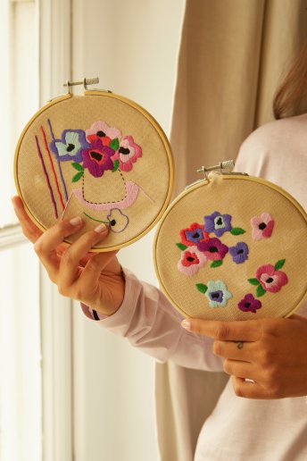 The Peaceful Breeze Anemone Embroidery Duo Kit