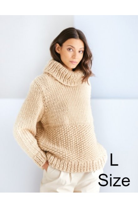 【Lサイズ】ビッグニット“メリヤス編みとかのこ編みのセーター” 毛糸セット（ビッグニット101X6）