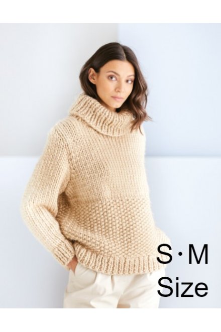【S・Mサイズ】ビッグニット“メリヤス編みとかのこ編みのセーター” 毛糸セット（ビッグニット101X5）
