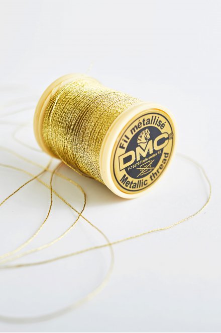Metallic embroidery thread, pale gold