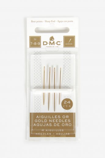 Agujas para bordar bañadas en oro 7/10