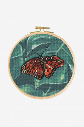 Red butterfly cross stitch kit