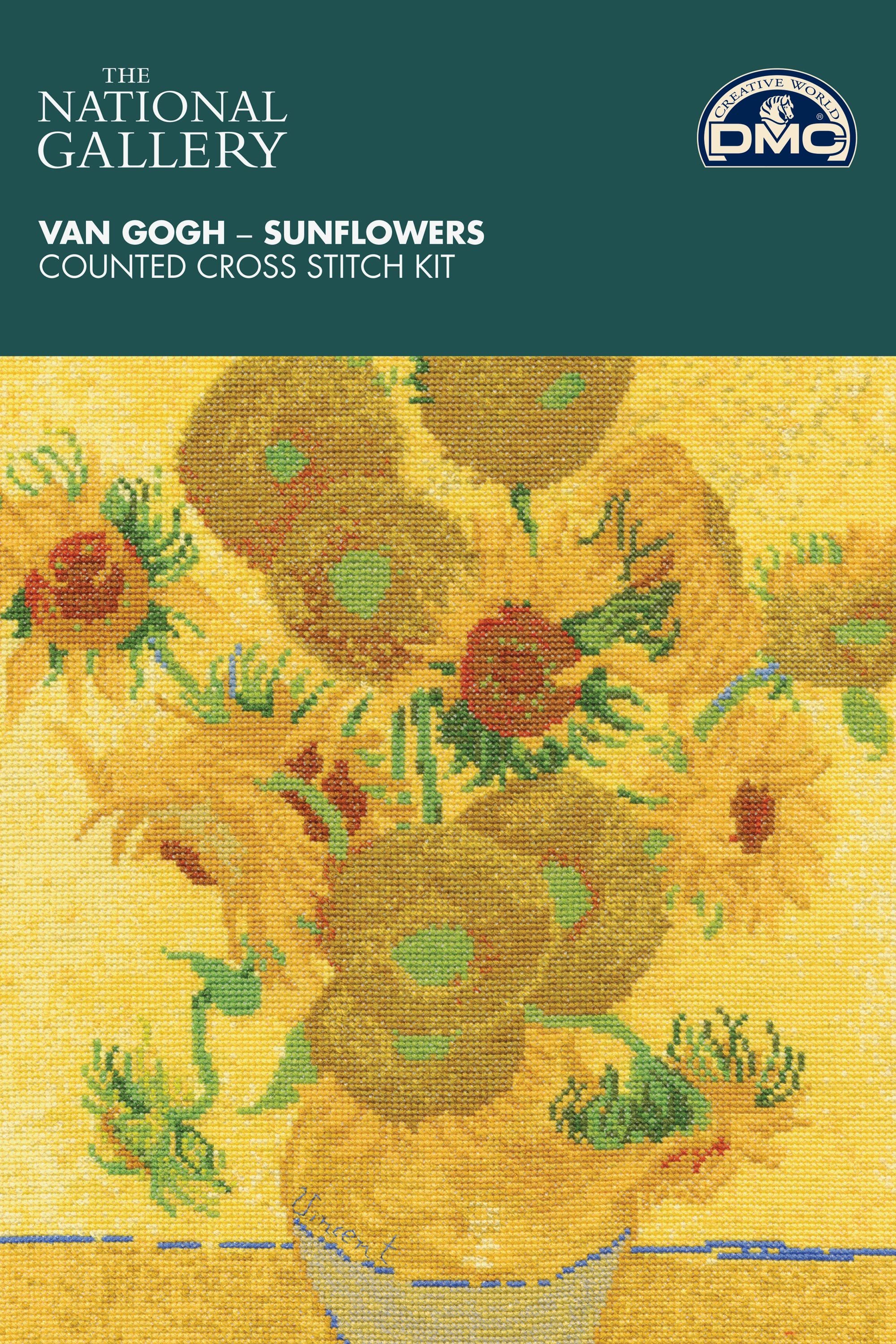 DMC Sunflowers Galería Nacional Kit Tapiz-Girasoles Multicolor 50 x 1 x 40 cm Van Gogh Tela 