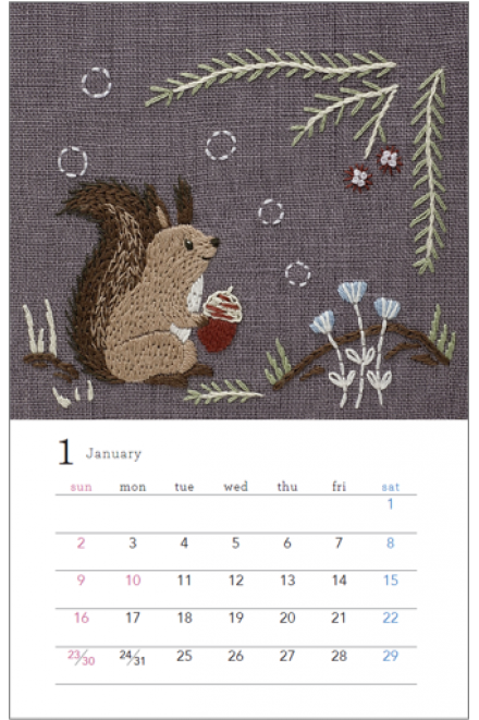Chicchi刺繍カレンダー 2022年