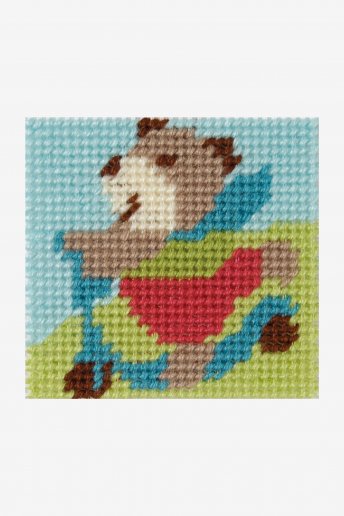 Bear on a scooter tapestry kit
