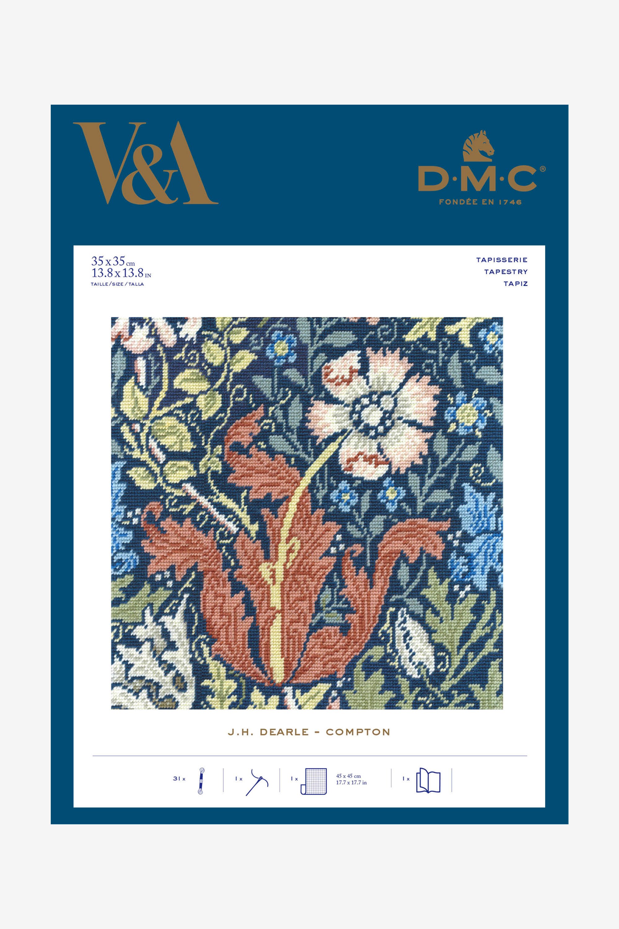 DMC V & A Counted Cross stitch Bookmark Kit H Compton by J Dearle