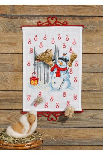 「Snowman & Horse（雪だるま&馬）」Permin Cross Stitch Kits ペルミン クロスステッチキット
