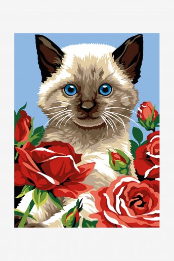 Antique Canvas - Kitten and Roses