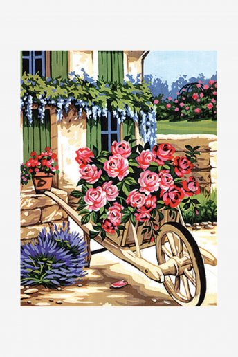 Cañamazo antique - Carretilla de rosas