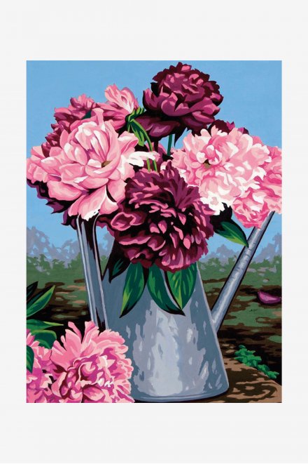 Antique Canvas - The Peonies and Watering Can
