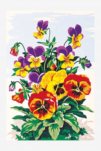 Antique Canvas - Pansy Bouquet