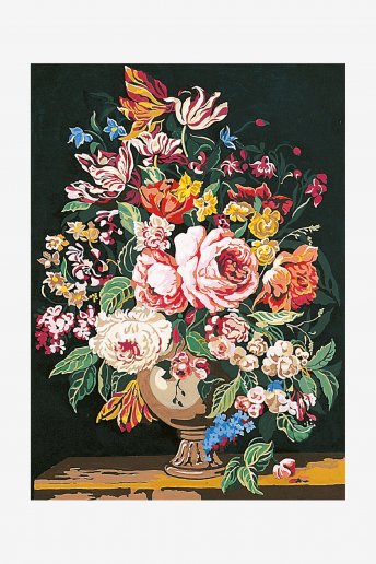 Antique Canvas - Vase Of Flowers