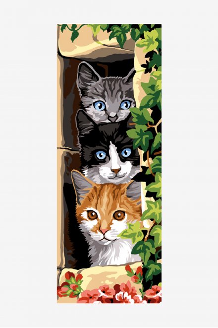 Antique Tapestry Canvas - Three Cats