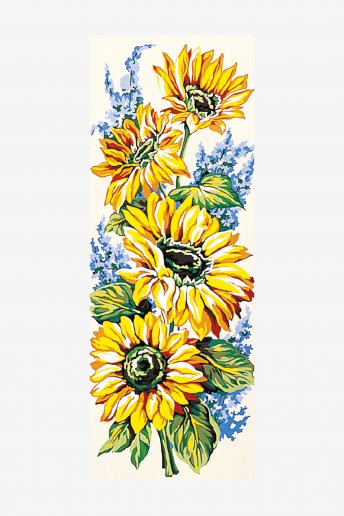 Antique Canvas - Sunflowers and Blue Flowers