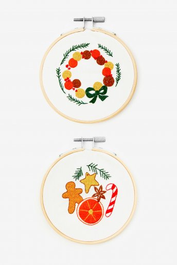 Candy Cane and Wreath Embroidery Duo