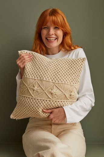 Macrame Diamonds Cushion - Macrame Kit - Gift of stitch
