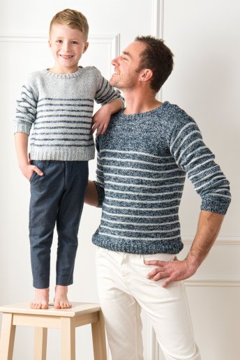 Boy's Denim Natura Striped Jumper Knitting Pattern