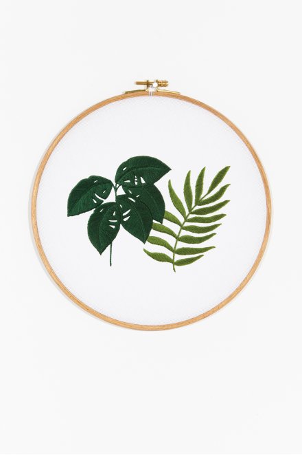 Philodendron & fougère - motif broderie