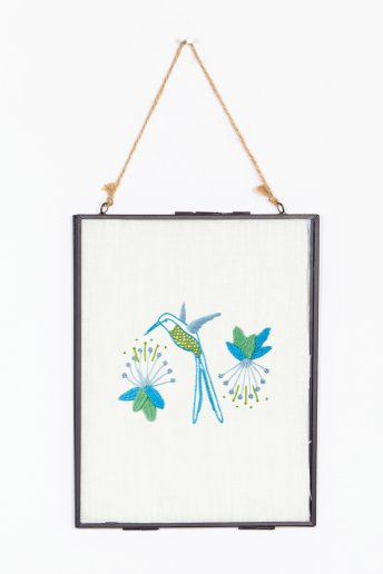 Fleurs & colibri - motif broderie
