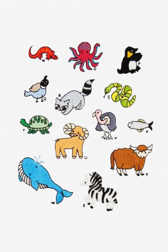 English Animal Alphabet N-Z - pattern