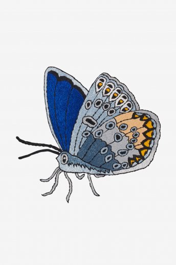 Papillon bleu - motif broderie