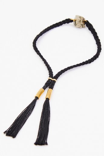 Bracelet noir avec pierre - motif loisirs créatifs
