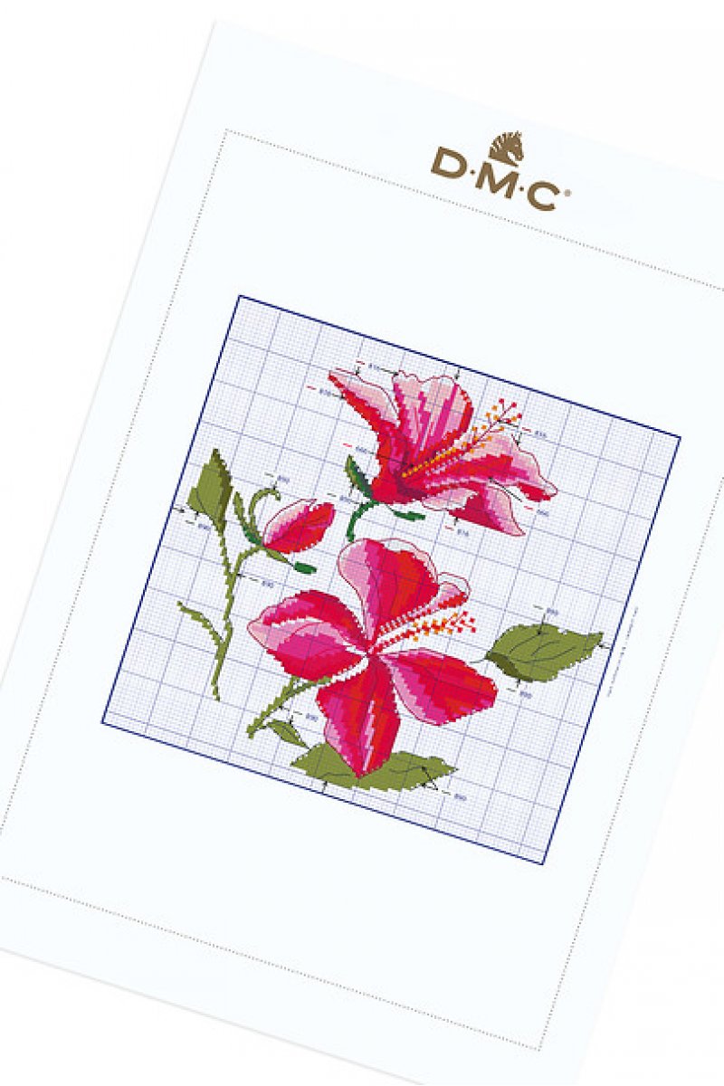 hibiscus flower cross stitch graph