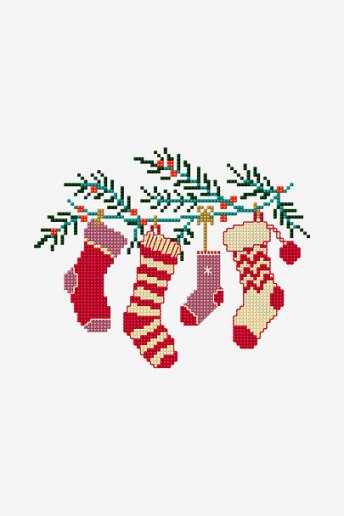 Les chaussettes de Noël - motif point de croix