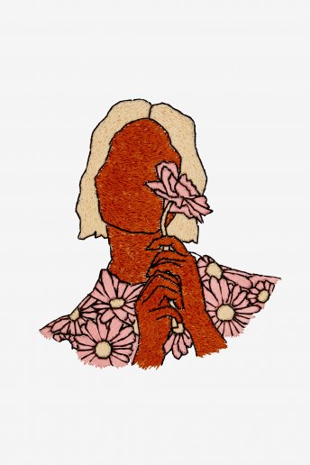 Mujer con flores - Diagrama de bordado