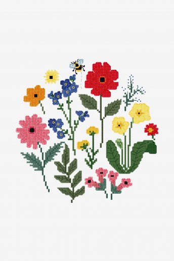 Flores brillantes - Diagrama de punto cruz