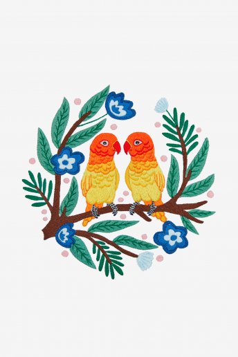 Liebesvögel - Stickmotiv