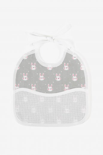3 months embroidered bib with rabbit motif