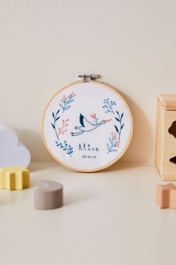 Kit Bordado - Bebé Cegonha - Gift of stitch