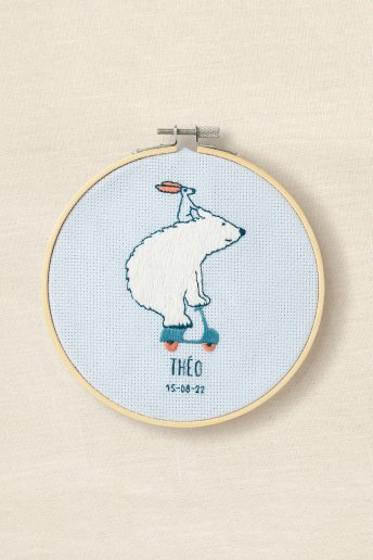 Kit Bordado - Urso Polar na Scooter - Gift of stitch