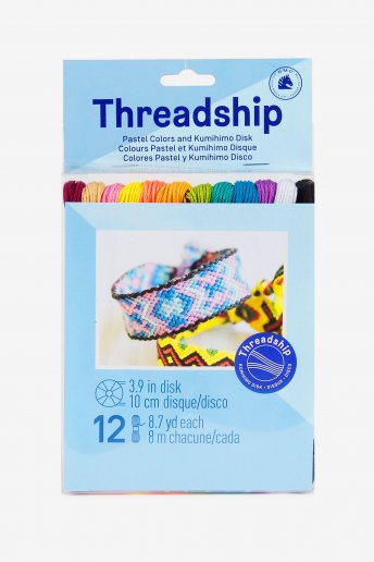 12PK Pastel Craft Thread W/Kumihimo Tool